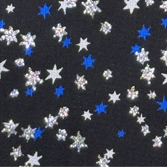 NWOT Michael Kors Shooting Star Bell Sleeve Tunic Top Black Silver and Blue Sm - Picture 6 of 16